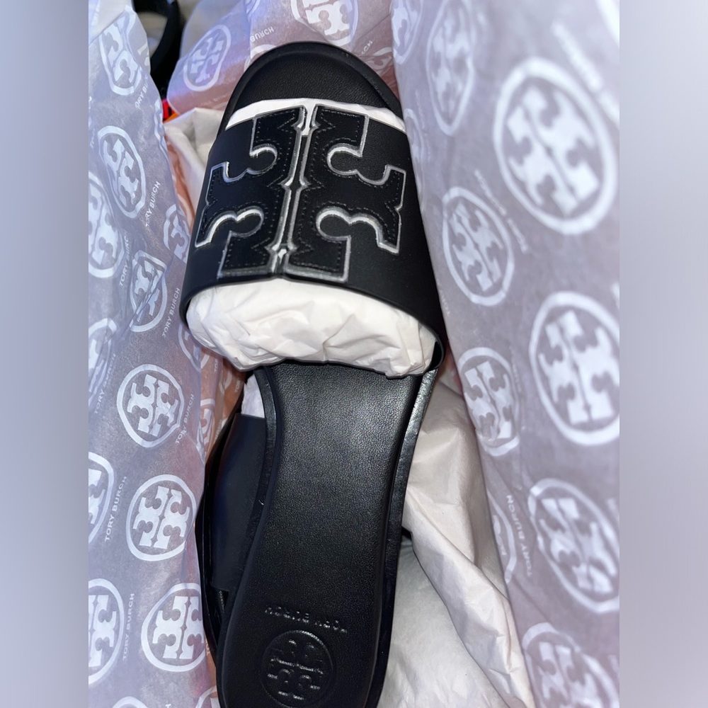 Black Designer leather slides